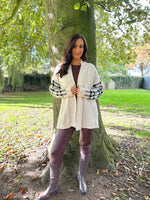 Stone Check Sleeve Cardigan Eve
